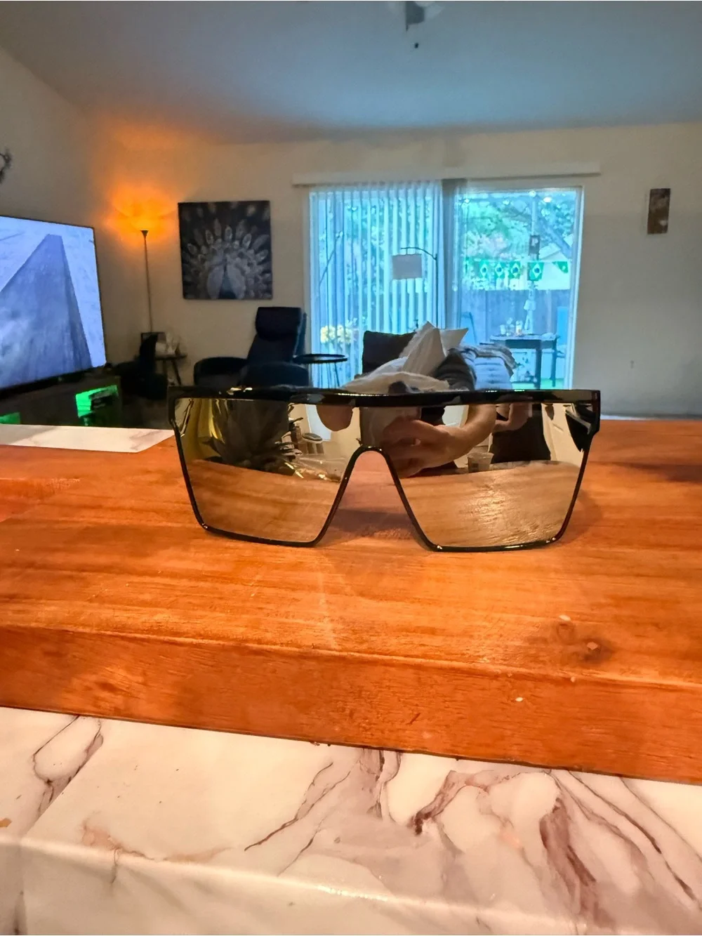 Shield Sunglasses with Brown Mirrored Lenses